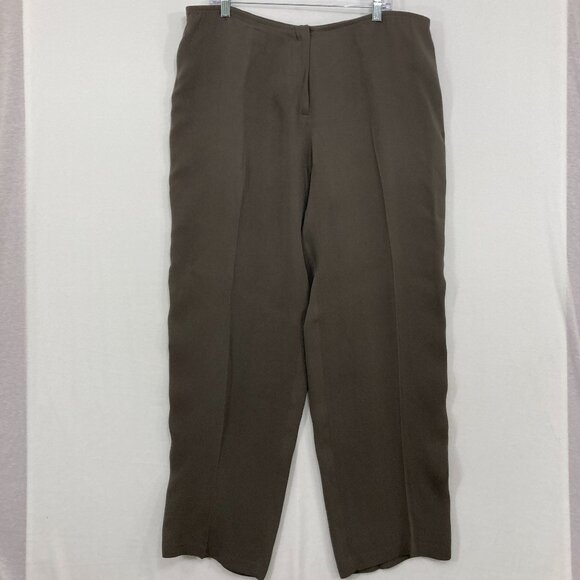 Eileen Fisher Pants - Eileen Fisher size XL Gray Straight Leg High Rise 100% Silk Pants Office Career